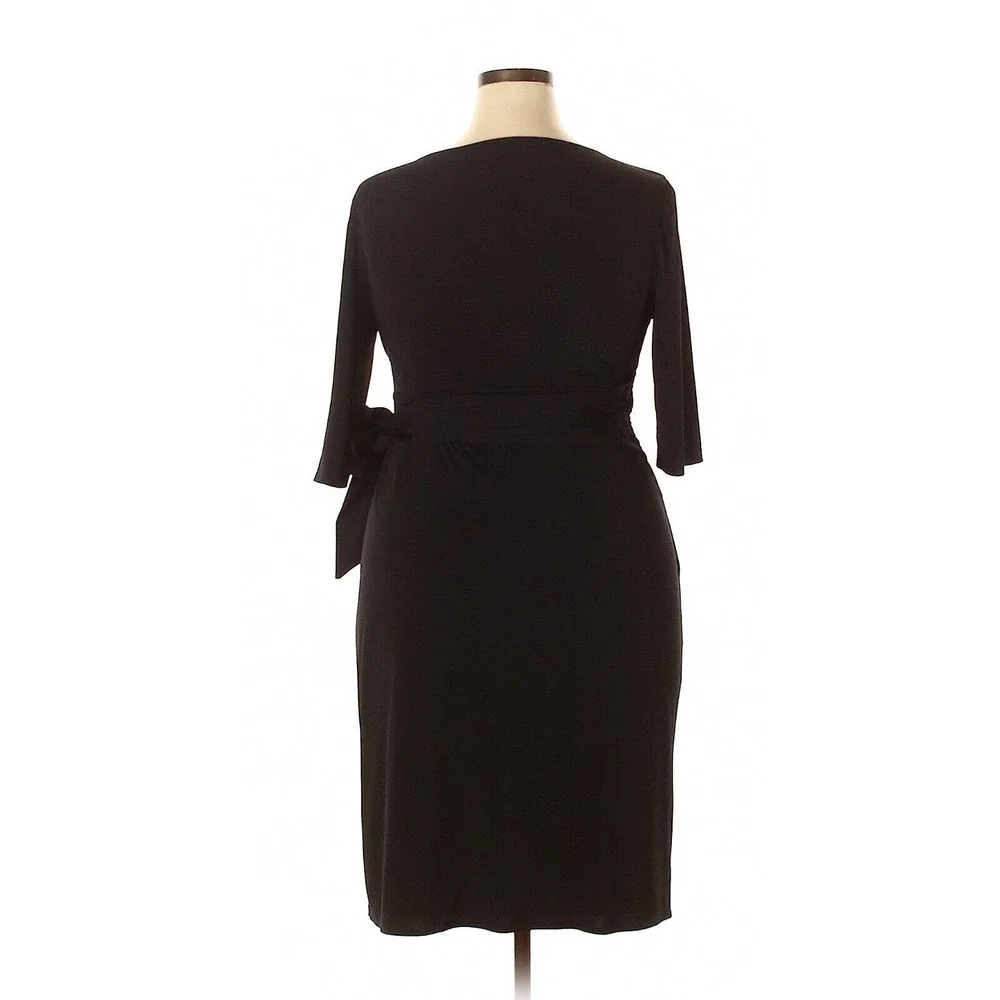 Kiyonna Women Dress Black 3X Harlow Style Faux Wrap LBD Sweetheart Neckline LBD